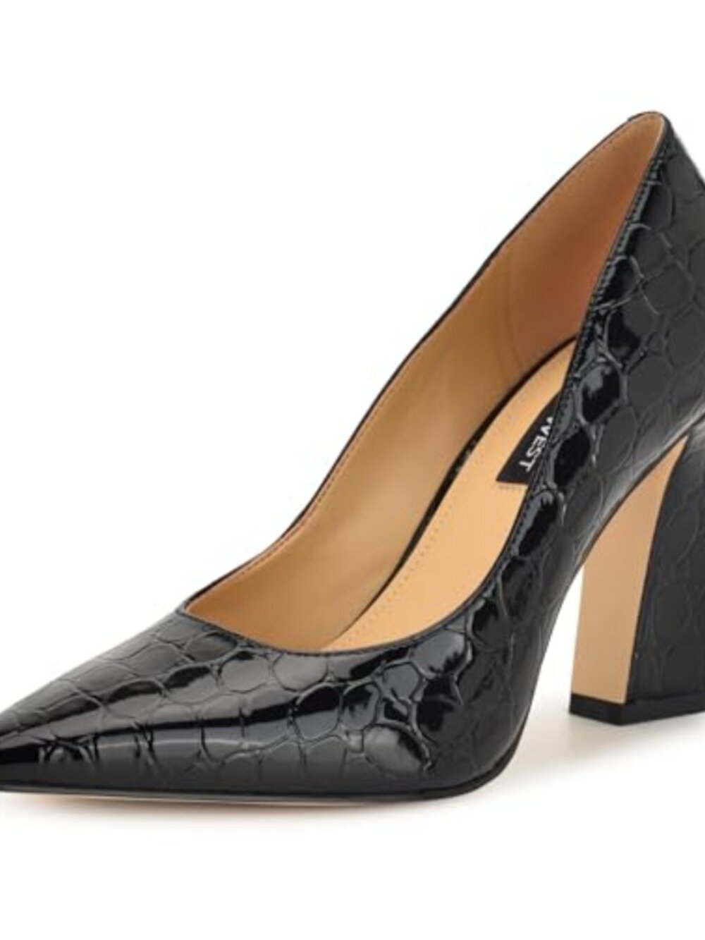 Nine West Tamant Block Heel Pointy Toe Slip-On Pump